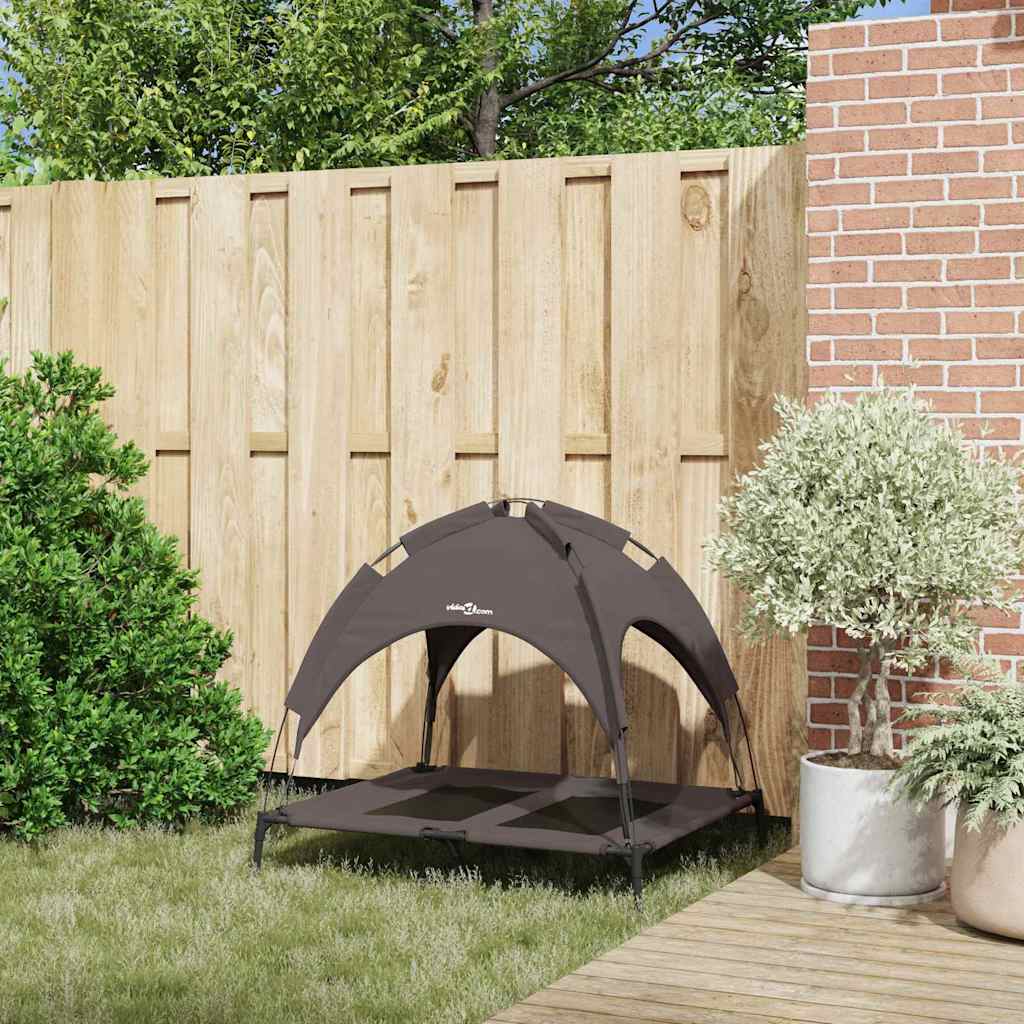 pakelta šunų lova su nuimamu baldakimu ruda L plieninė