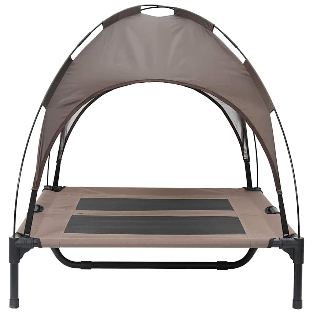 pakelta šunų lova su nuimamu baldakimu ruda L plieninė