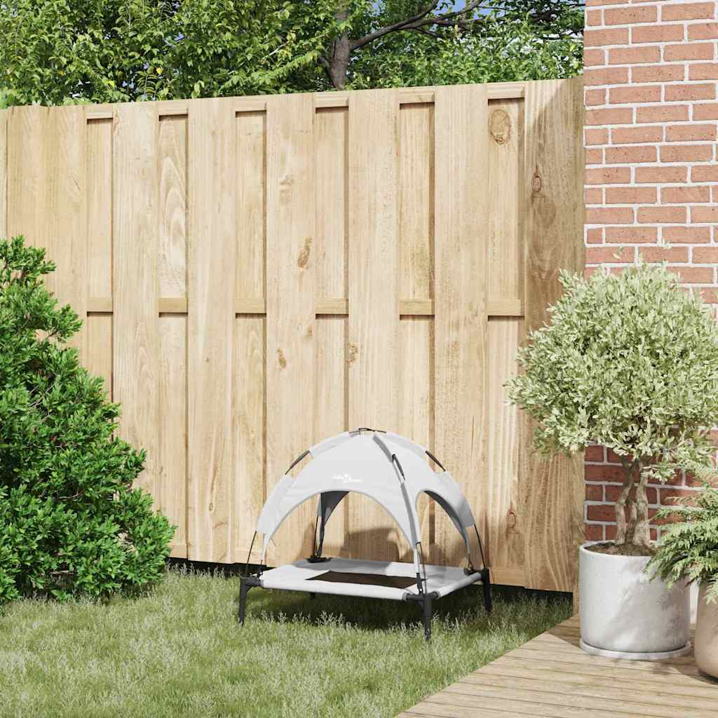 Pakelta Šunų Lovos su Nuimamu Stogu Sidabrinė Pilka Plienas