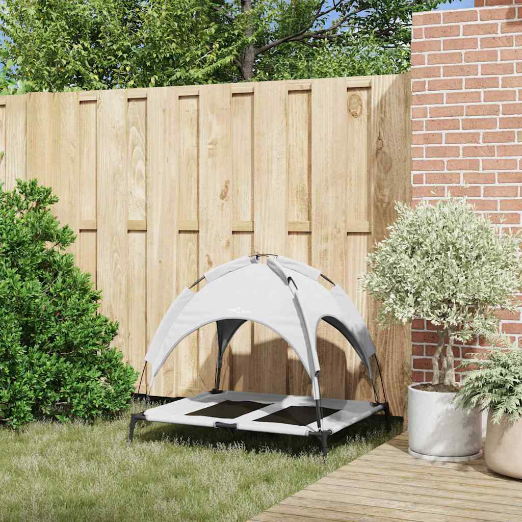 pakelta šuns lova su nuimamu stogu Sidabrinė pilka L plienas