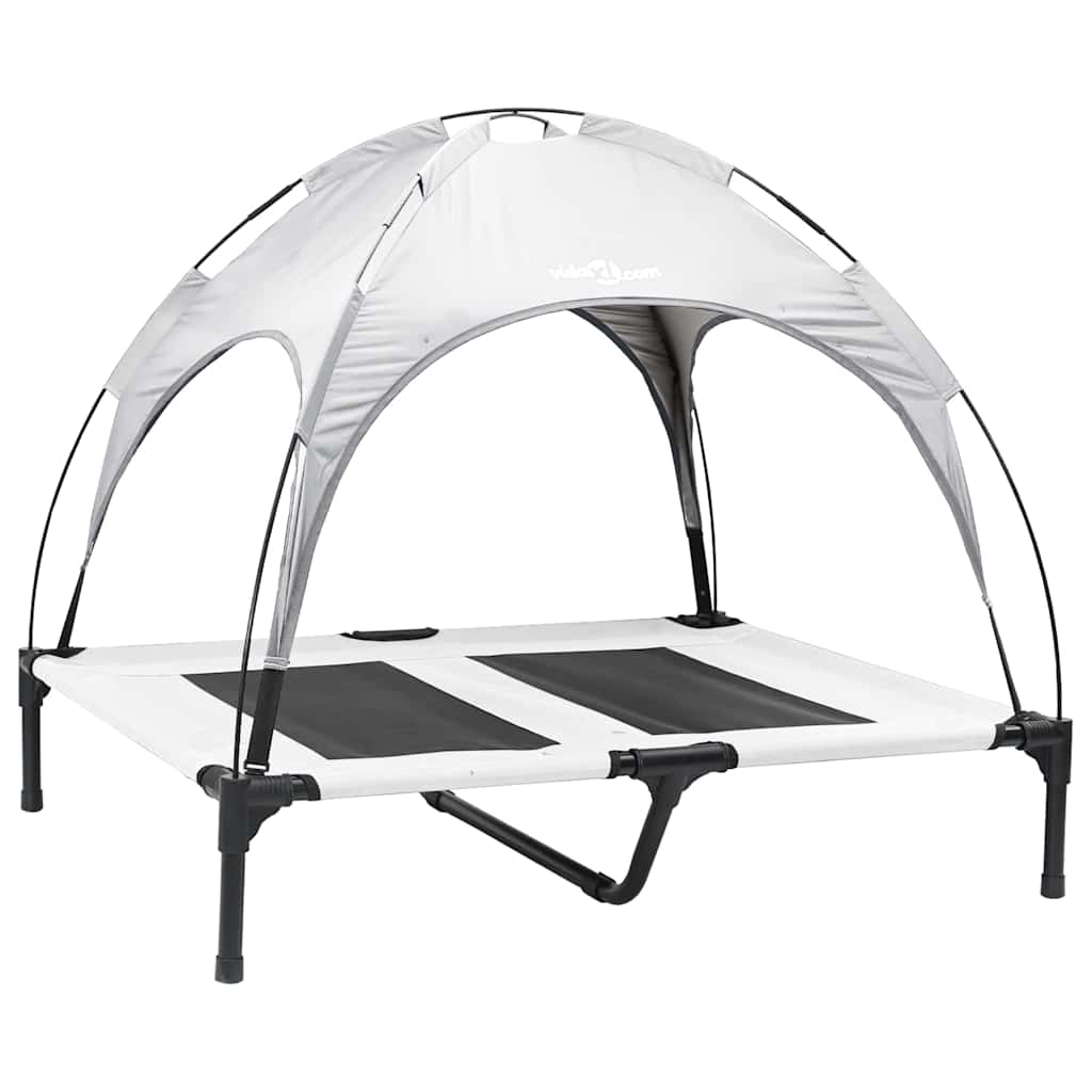 pakelta šuns lova su nuimamu stogu Sidabrinė pilka L plienas