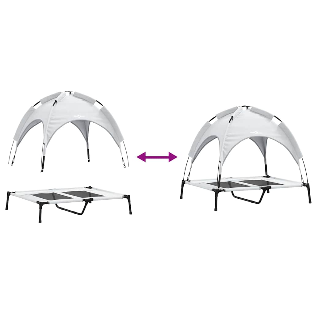 pakelta šuns lova su nuimamu stogu Sidabrinė pilka L plienas