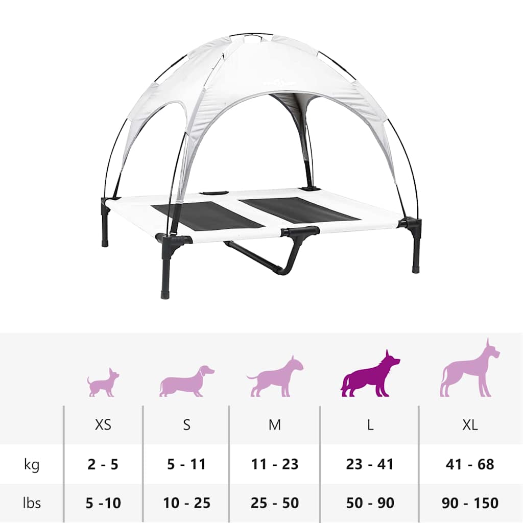 pakelta šuns lova su nuimamu stogu Sidabrinė pilka L plienas