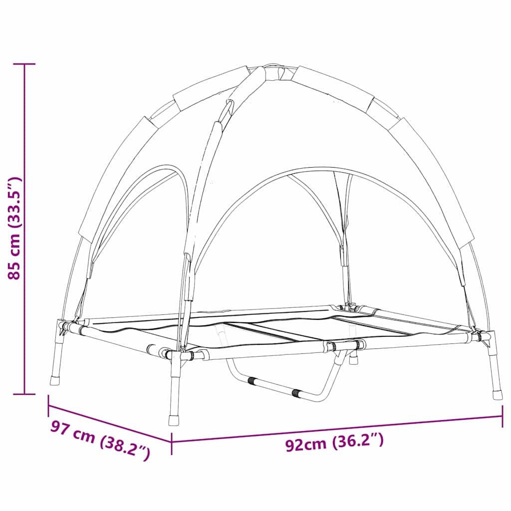pakelta šuns lova su nuimamu stogu Sidabrinė pilka L plienas