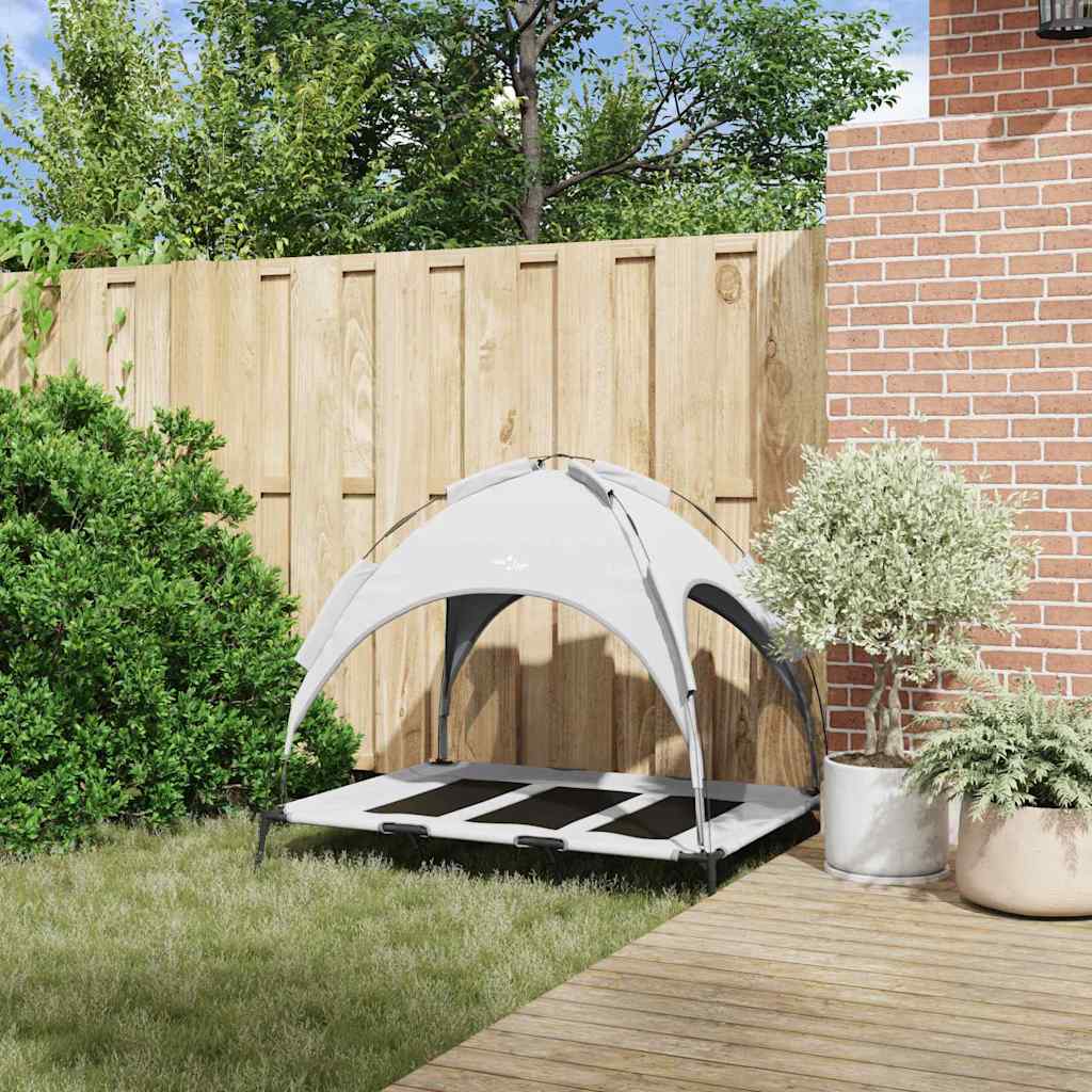 pakelta šunų lova su nuimamu stogu sidabro pilka XL plienas