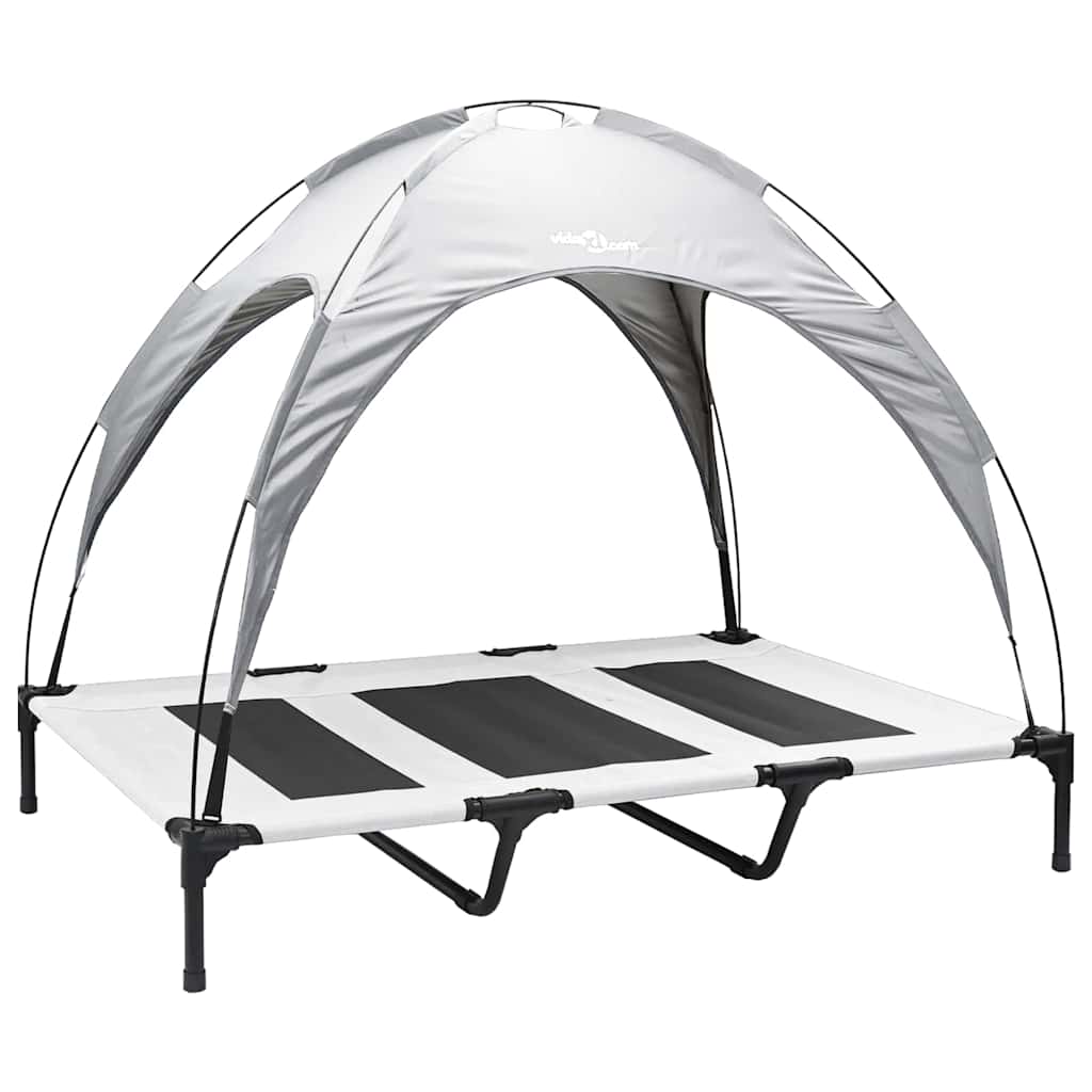 pakelta šunų lova su nuimamu stogu sidabro pilka XL plienas