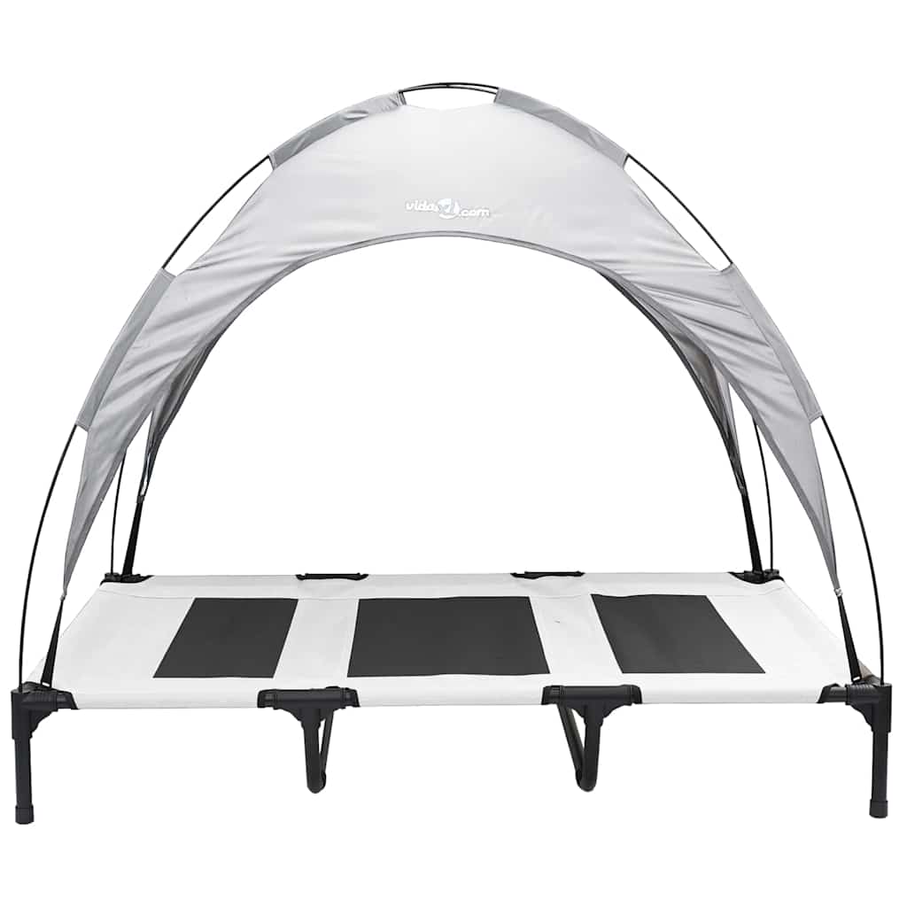 pakelta šunų lova su nuimamu stogu sidabro pilka XL plienas