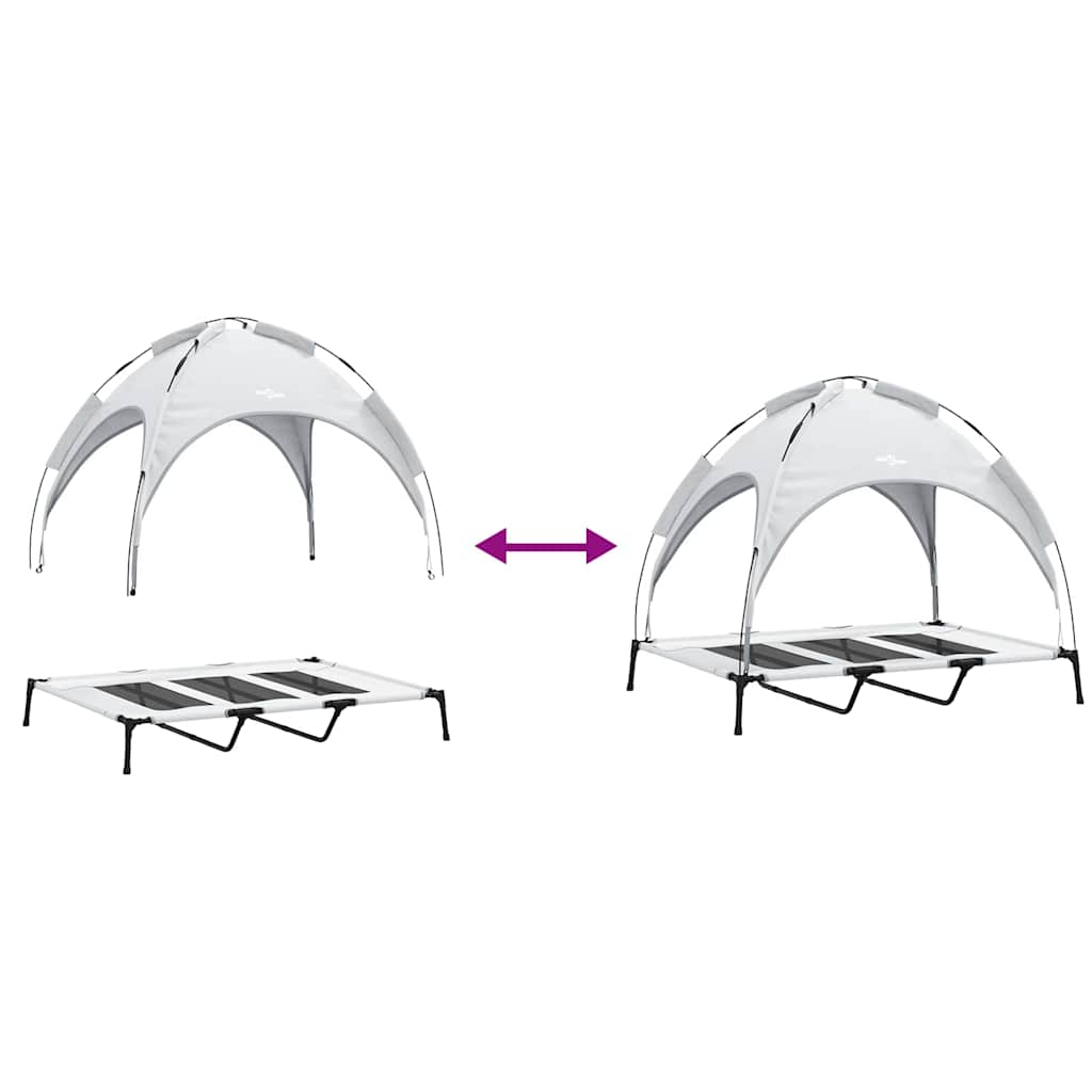 pakelta šunų lova su nuimamu stogu sidabro pilka XL plienas