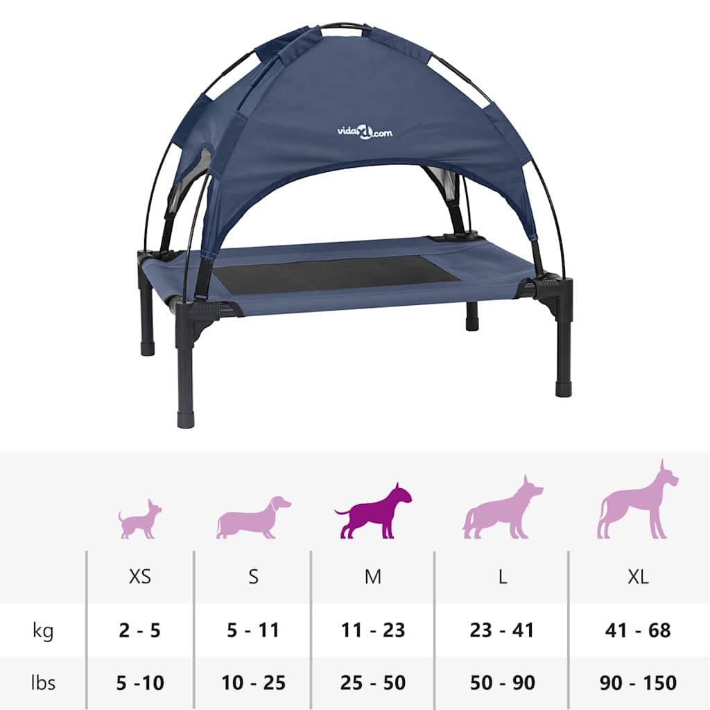 pakelta šuns lova Tamsiai mėlyna Plienas, audinys 76 x 62 x 70.5 cm