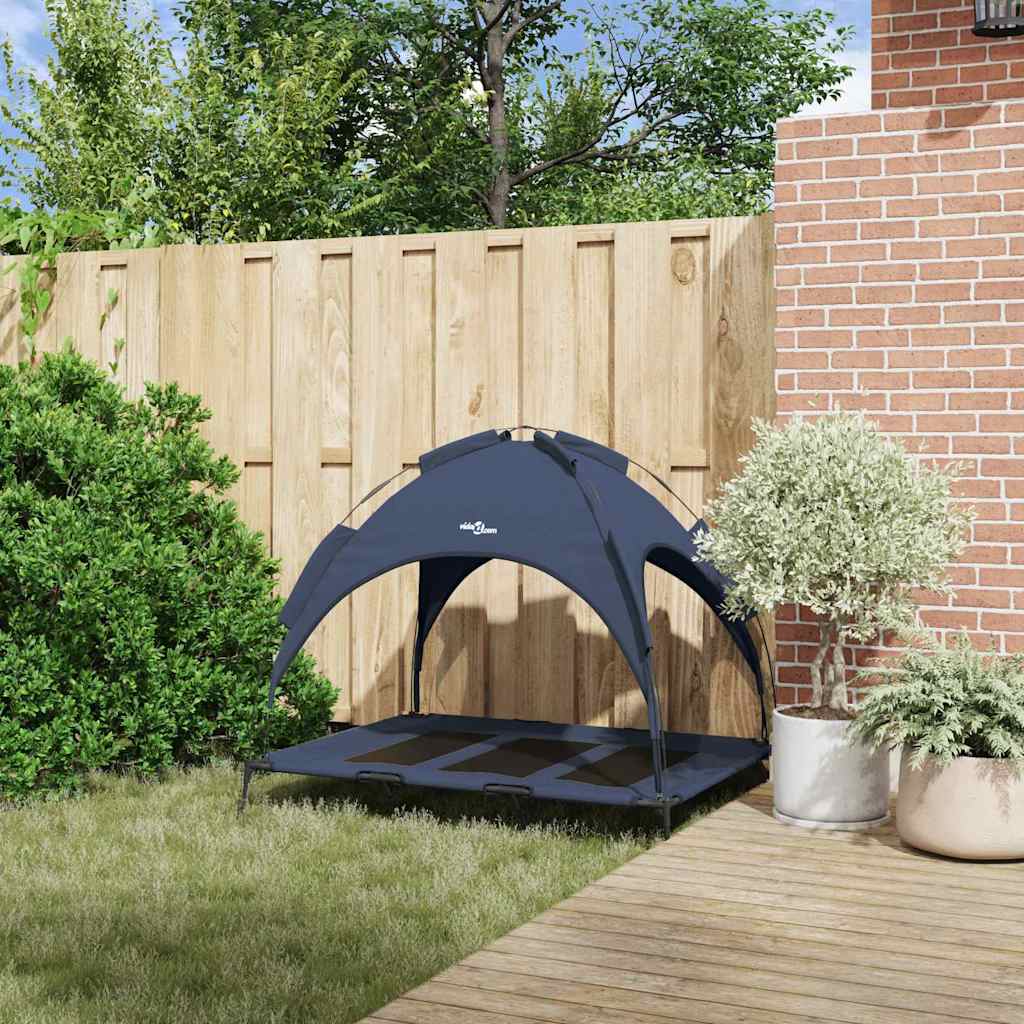 pakelta šunų lova su nuimamais stogu tamsiai mėlyna XL plienas