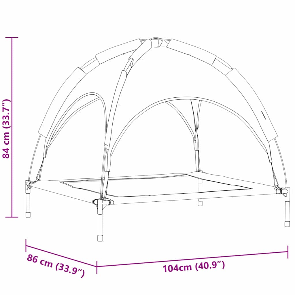 pakelta šunų lova su nuimamu stogu ruda XL plieninė