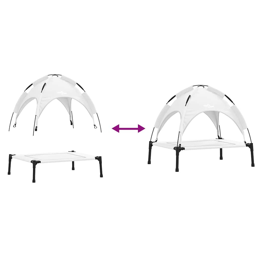 pakelta šunų lova su nuimamu stogu sidabrinė pilka M plienas