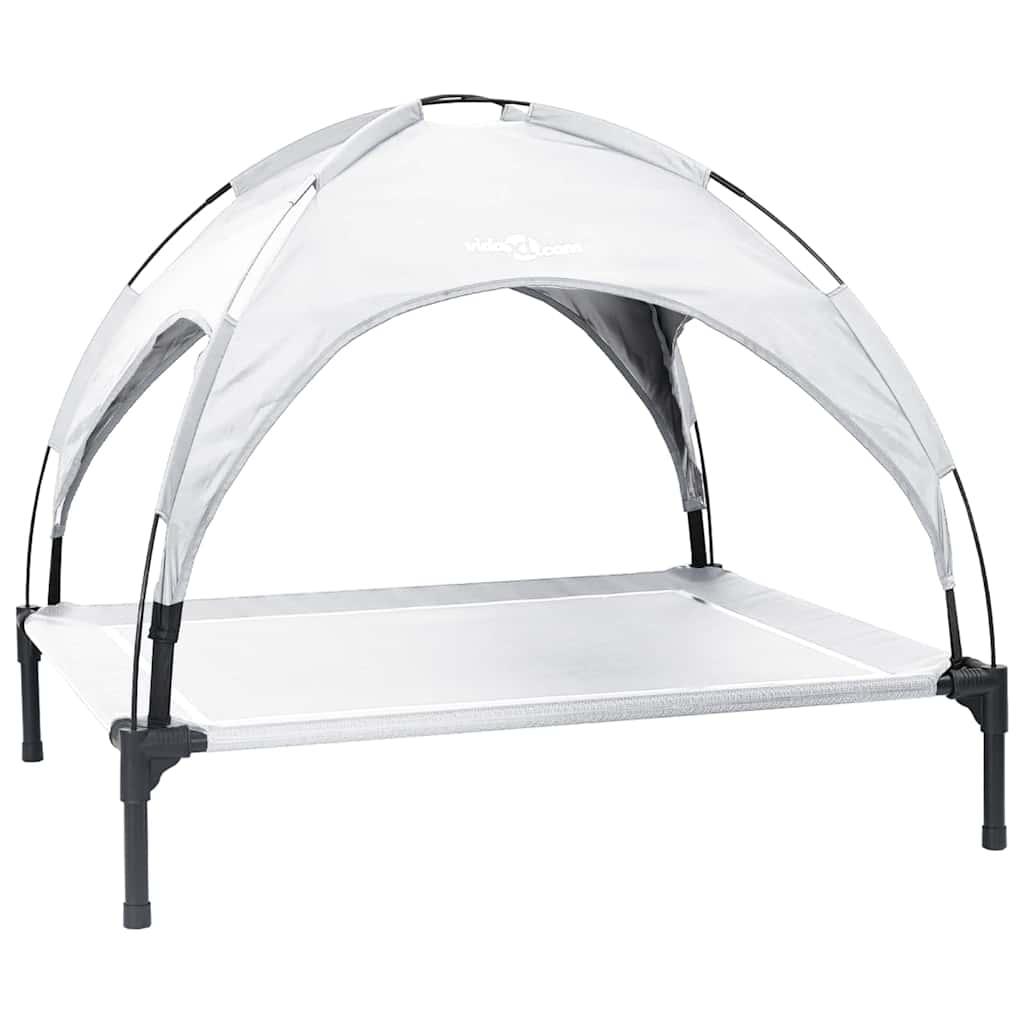 pakelta šunų lova su nuimamu stogu sidabrinė pilka L plienas