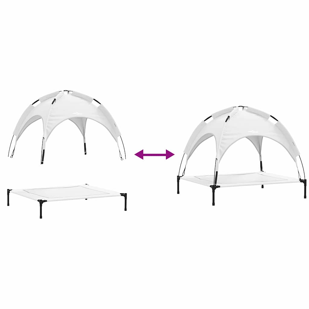 pakelta šunų lova su nuimamu stogu sidabrinė pilka L plienas