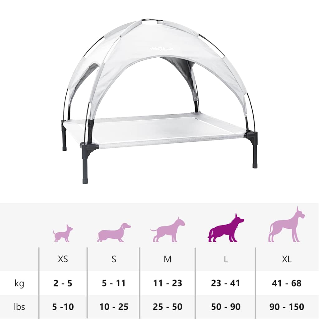 pakelta šunų lova su nuimamu stogu sidabrinė pilka L plienas