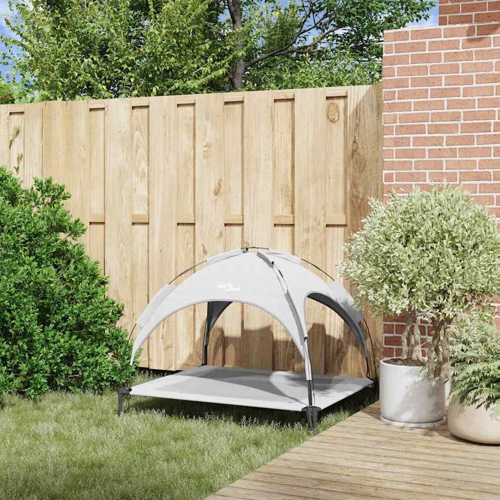 pakelta šunų lova su nuimamu stogu sidabrinė pilka XL plienas