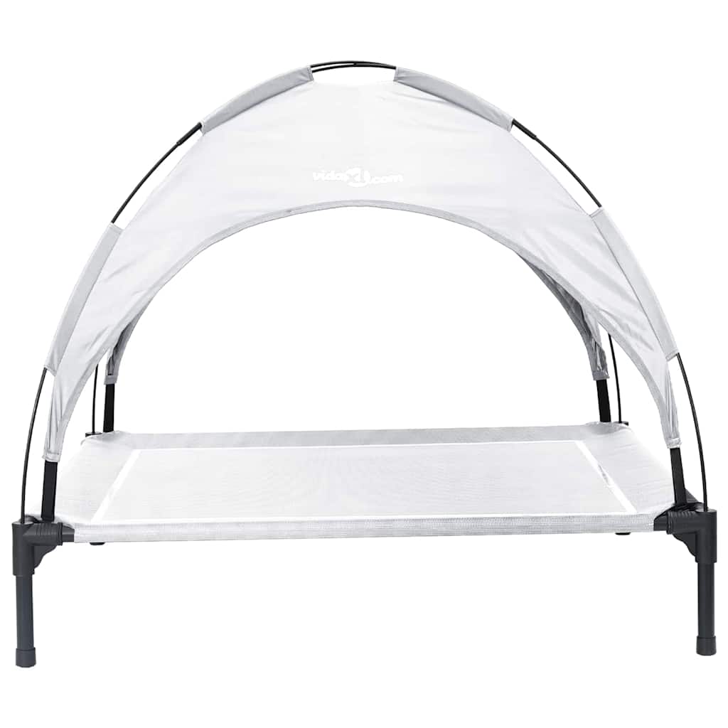 pakelta šunų lova su nuimamu stogu sidabrinė pilka XL plienas