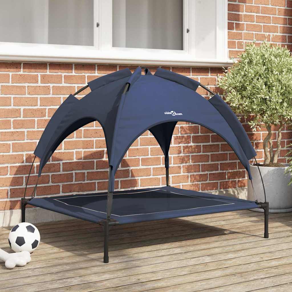 pakelta šunų lova su nuimamu stogu tamsiai mėlyna L plienas