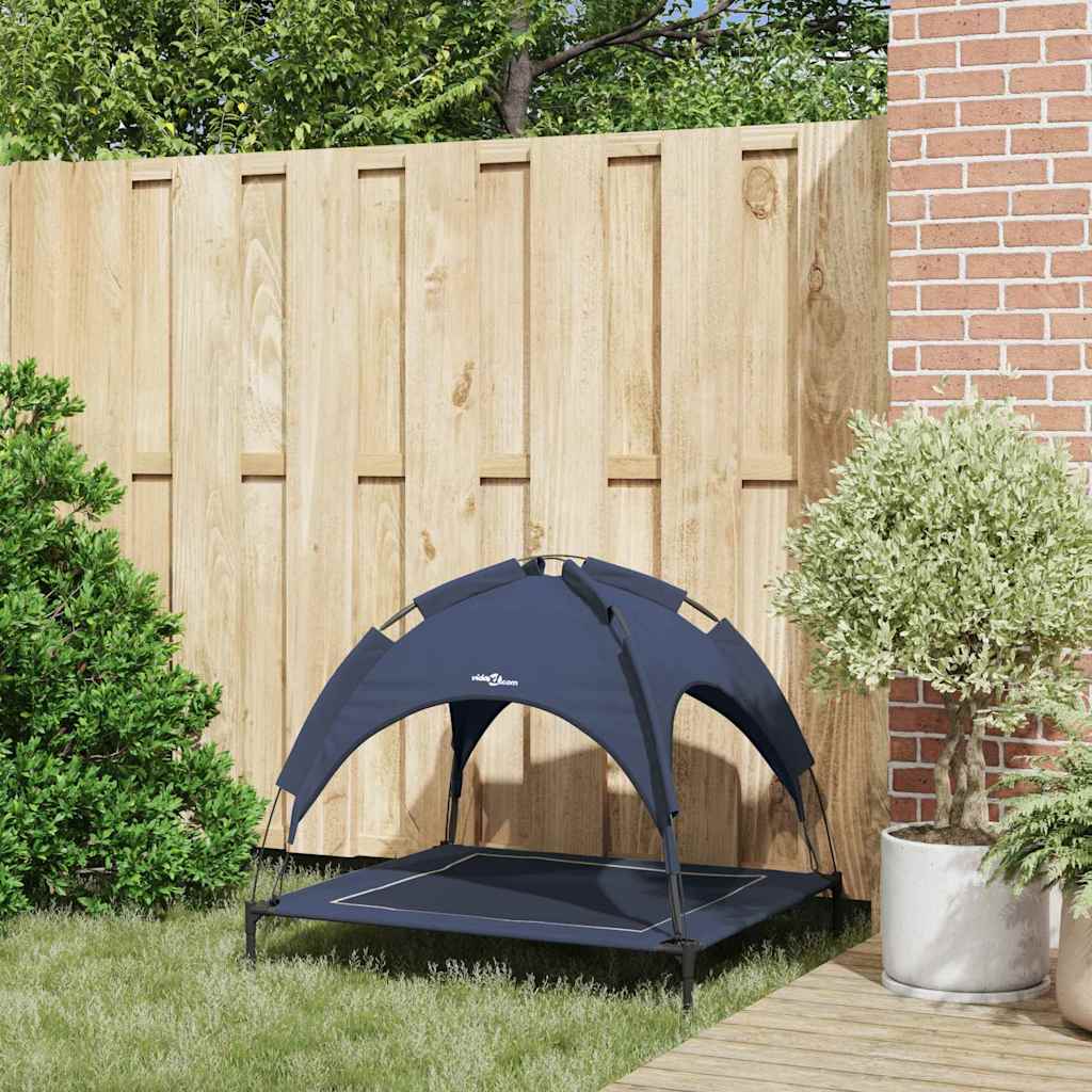 pakelta šunų lova su nuimamu stogu tamsiai mėlyna L plienas