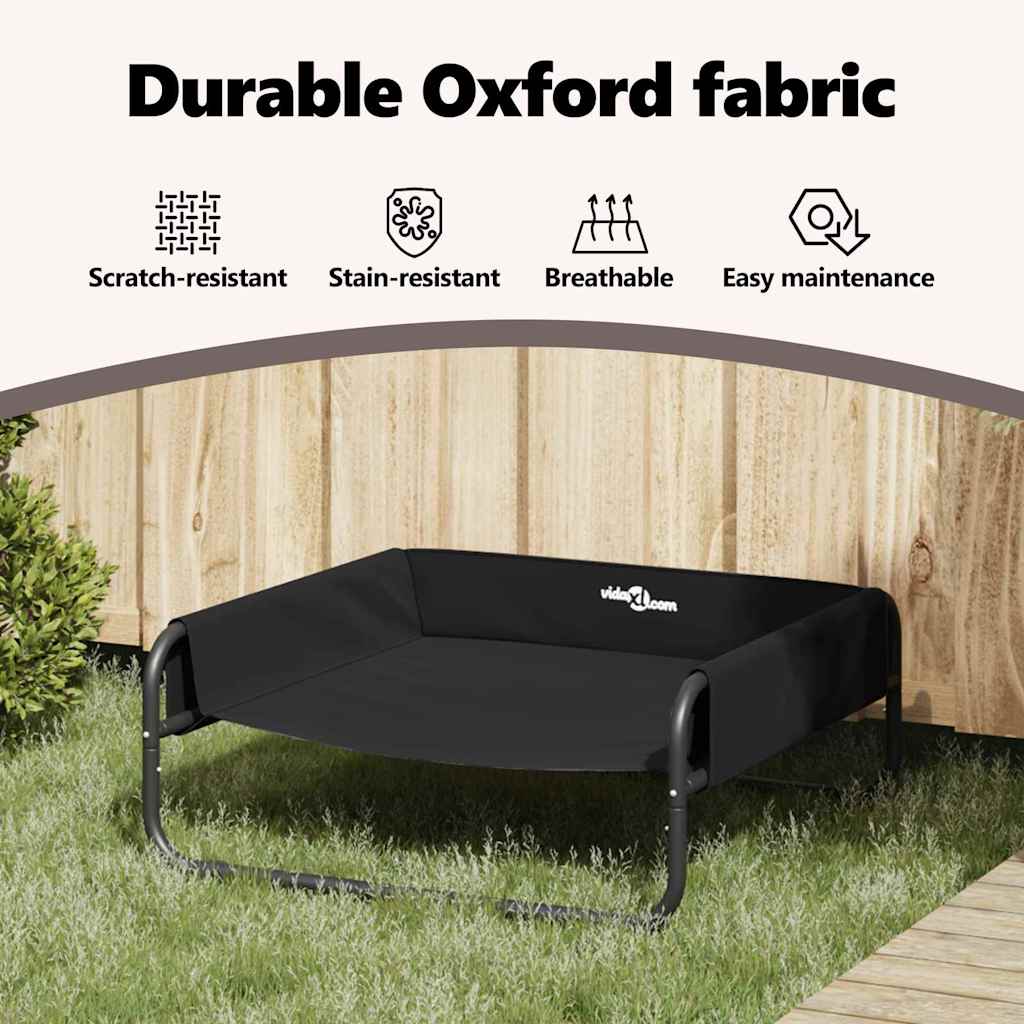 pakelta šunų lova Juoda ML Oxford audinys ir plienas