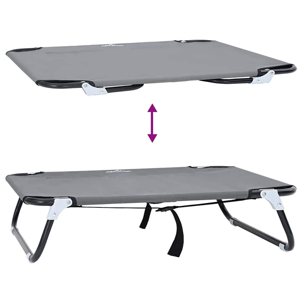 Sulankstoma Šviesiai Pilka Šunų Lova M Oksfordo Audinio ir Plieno