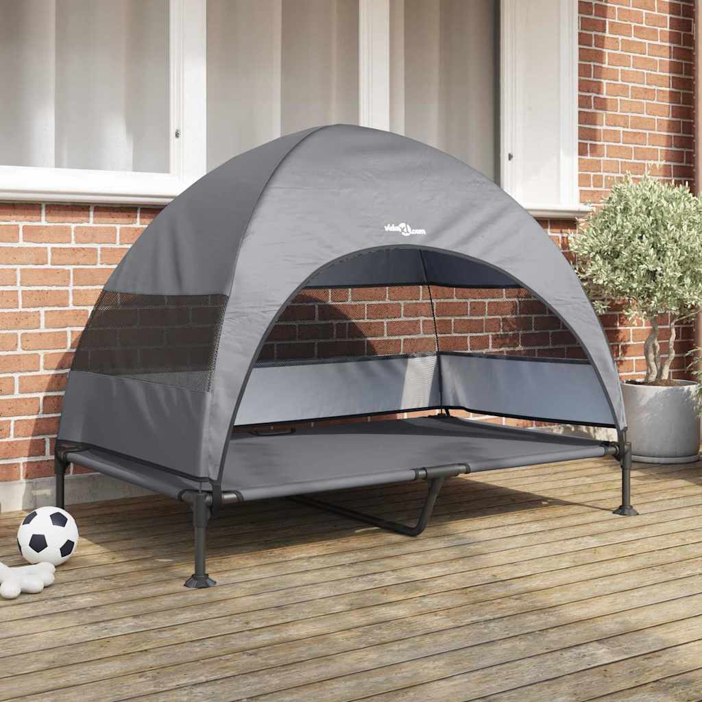 Pakelta šunų lova su nuimamu stogu Šviesiai pilka XL Plienas