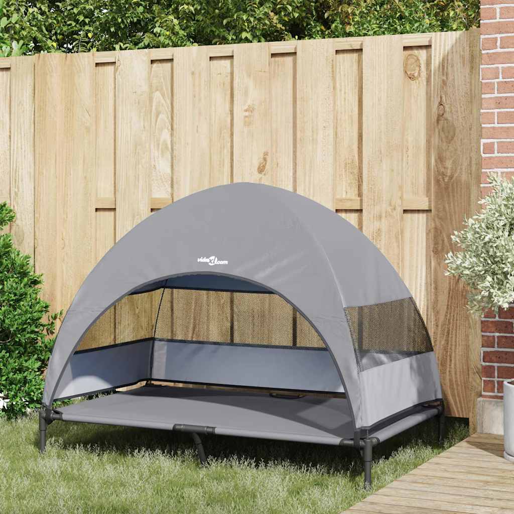 Pakelta šunų lova su nuimamu stogu Šviesiai pilka XL Plienas