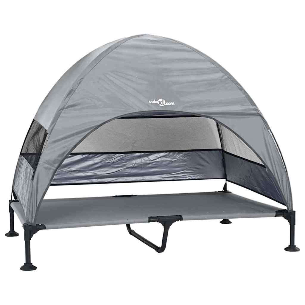 Pakelta šunų lova su nuimamu stogu Šviesiai pilka XL Plienas