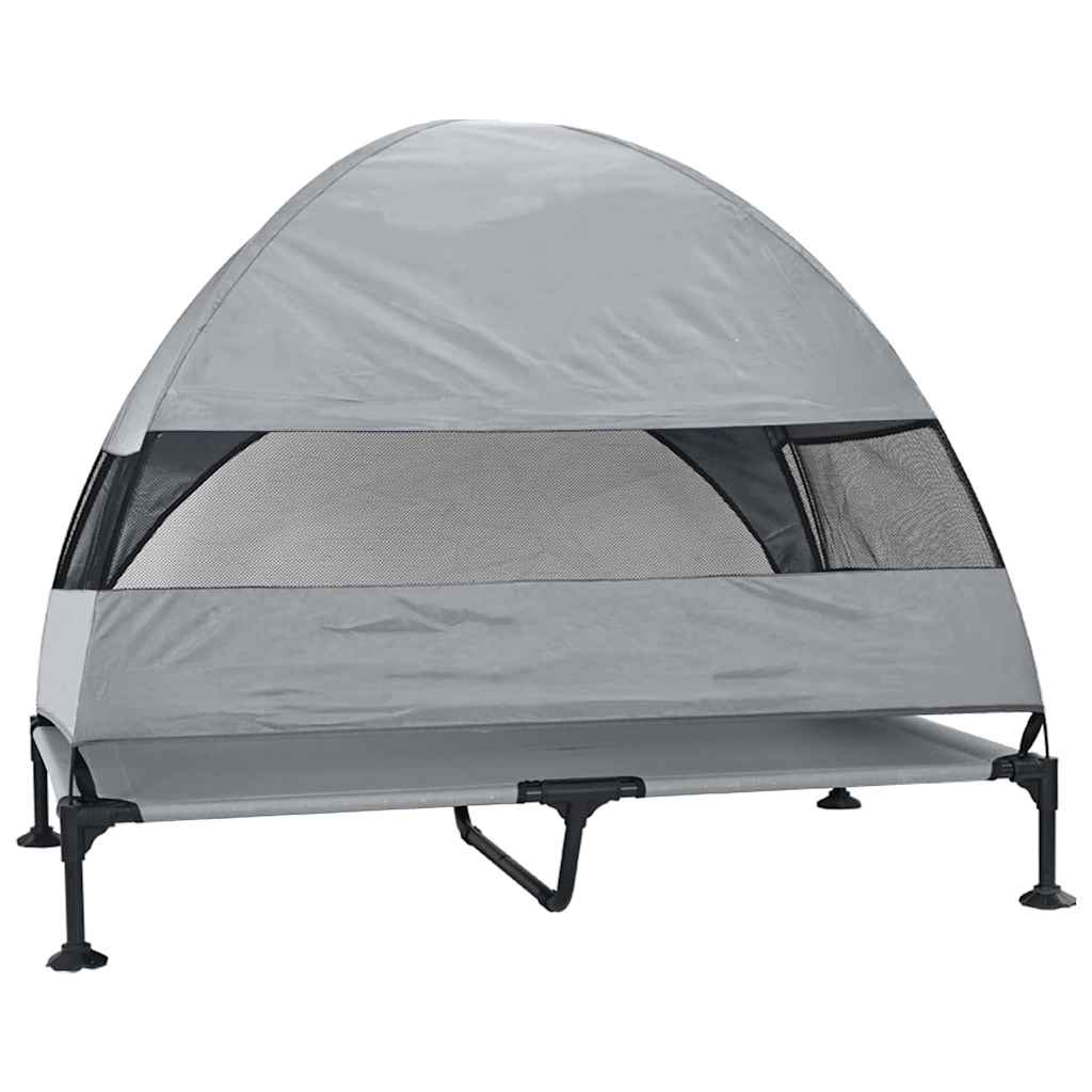 Pakelta šunų lova su nuimamu stogu Šviesiai pilka XL Plienas