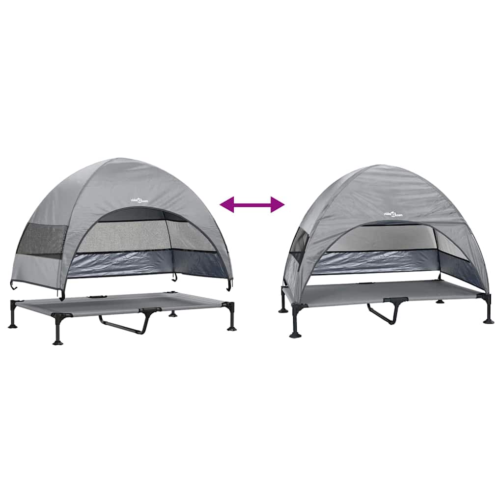 Pakelta šunų lova su nuimamu stogu Šviesiai pilka XL Plienas