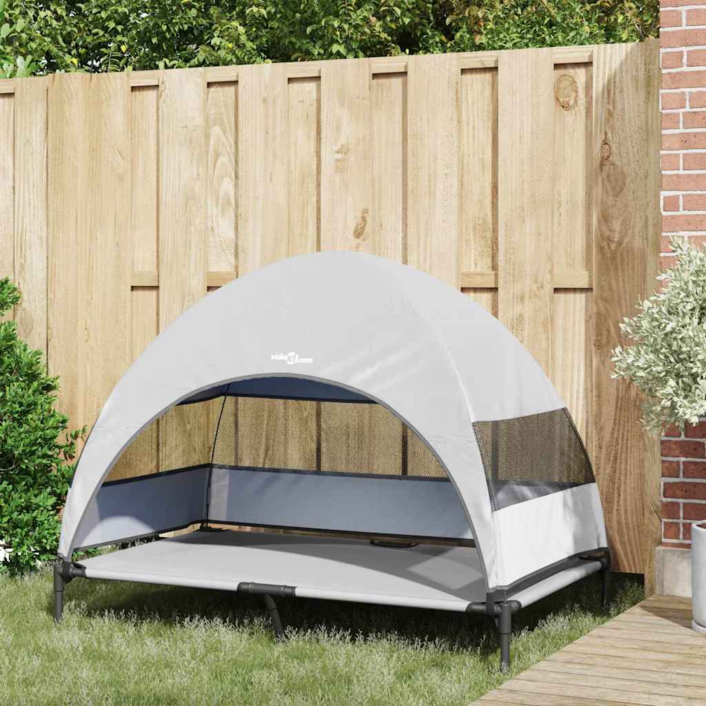 pakelta šuns lova su nuimamu stogeliu sidabrinėje pilkoje XL plieninė