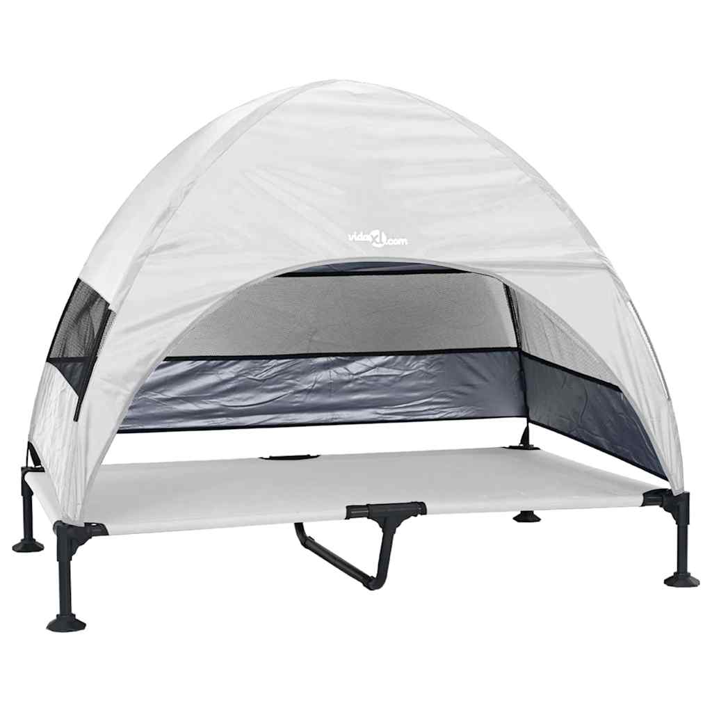 pakelta šuns lova su nuimamu stogeliu sidabrinėje pilkoje XL plieninė