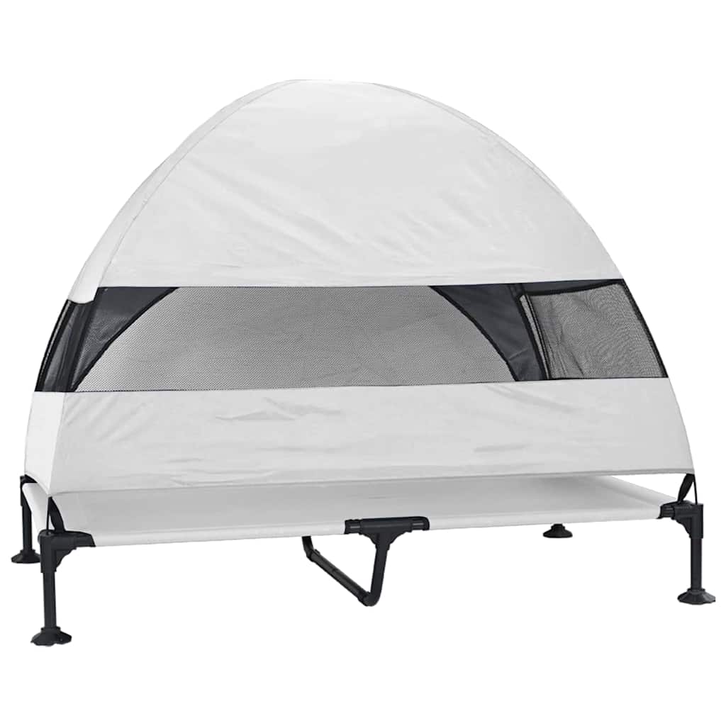 pakelta šuns lova su nuimamu stogeliu sidabrinėje pilkoje XL plieninė