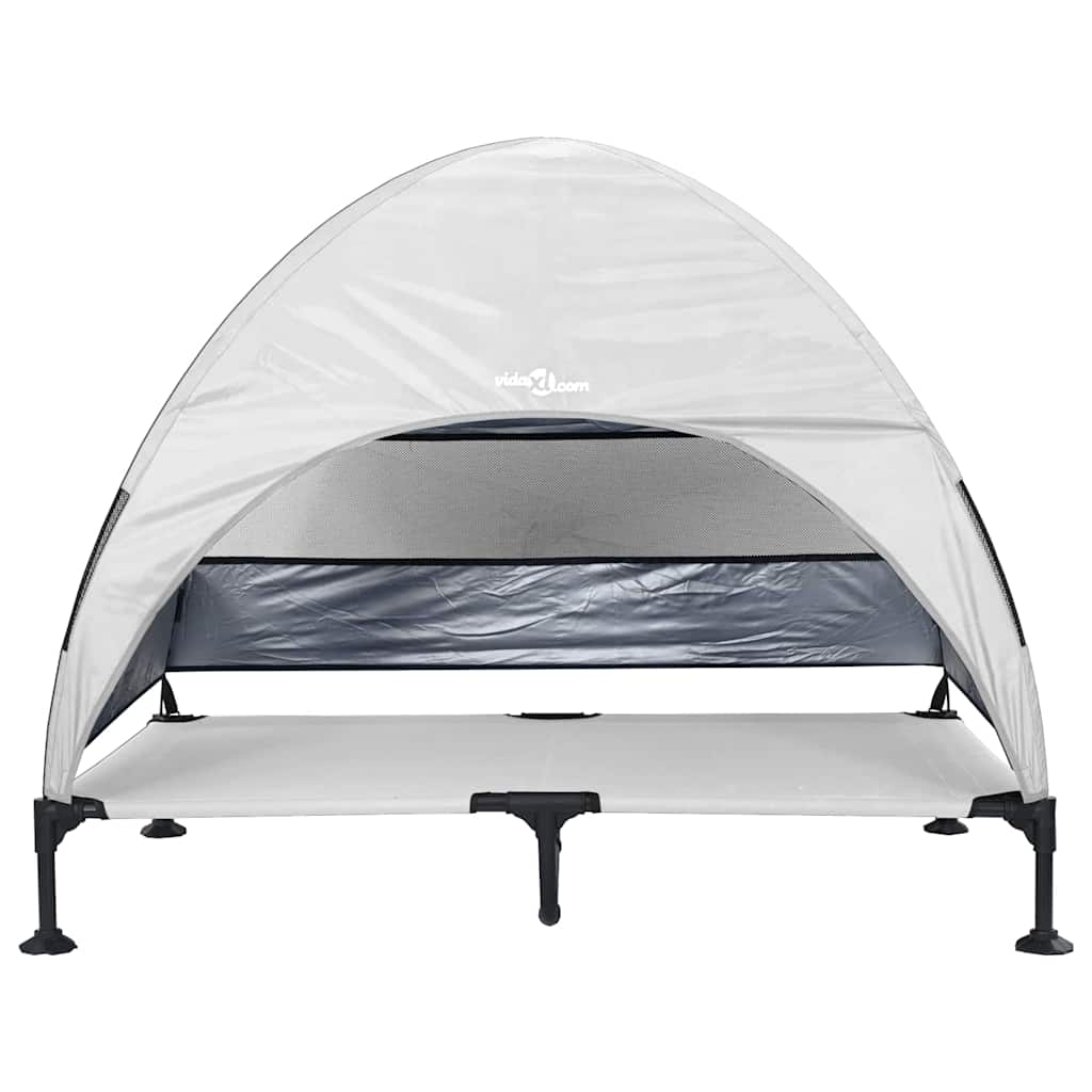 pakelta šuns lova su nuimamu stogeliu sidabrinėje pilkoje XL plieninė