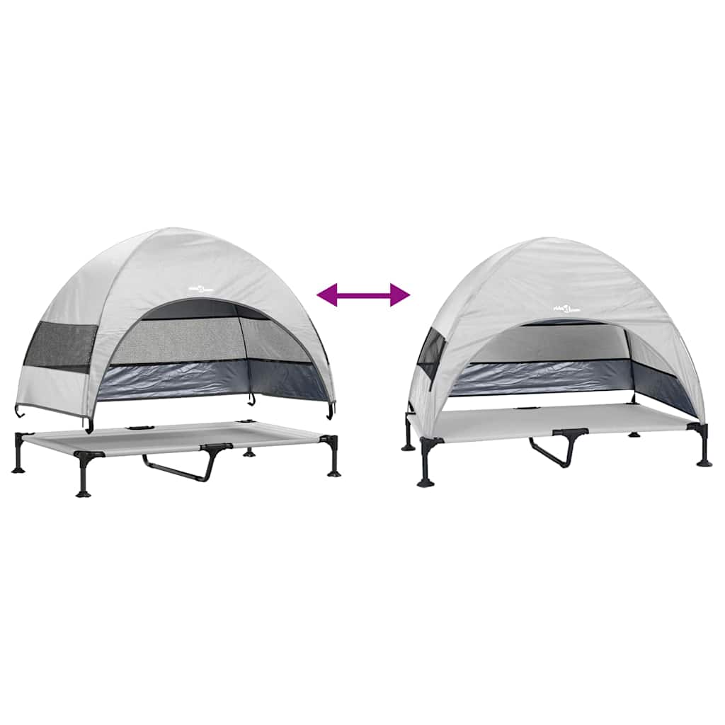 pakelta šuns lova su nuimamu stogeliu sidabrinėje pilkoje XL plieninė