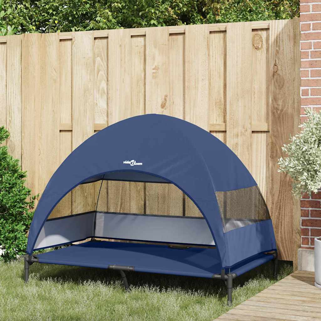 Pakeltas šunų lova su nuimamu stogu tamsiai mėlyna XL plienas