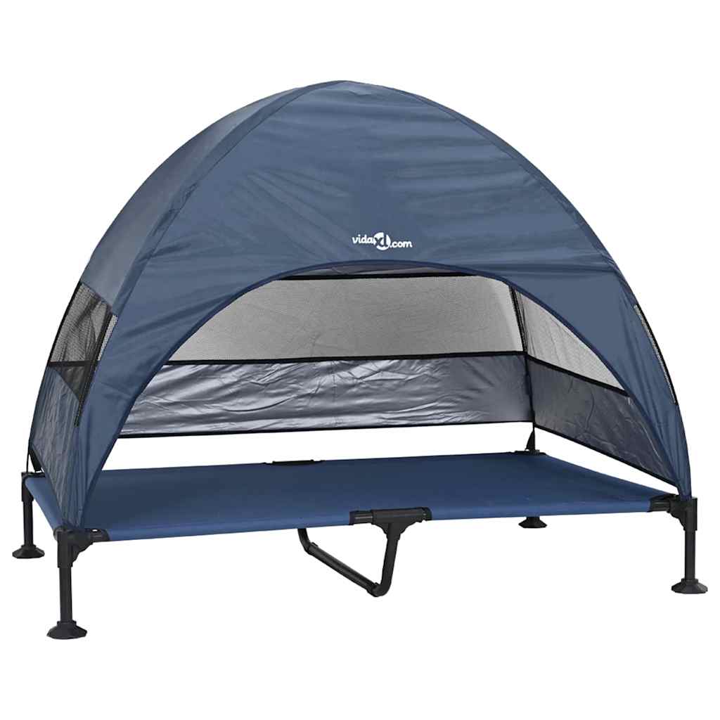 Pakeltas šunų lova su nuimamu stogu tamsiai mėlyna XL plienas