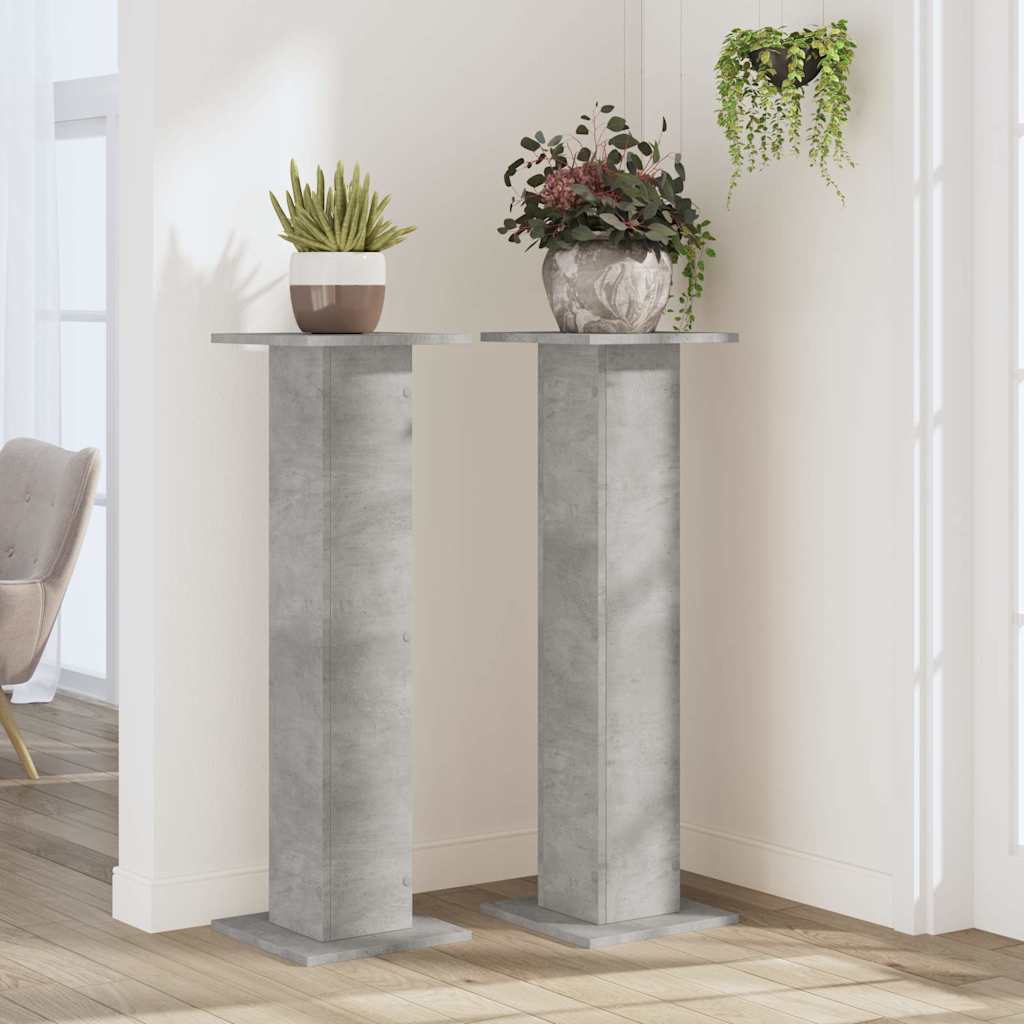 Stovai augalams, 2vnt., betono, 30x30x95cm, apdirbta mediena