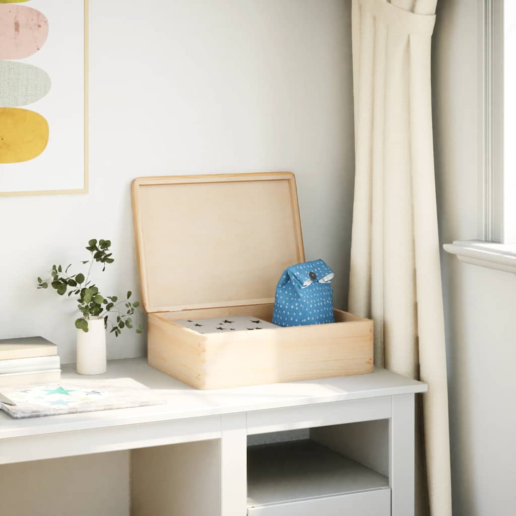 Medinė dėžutė su dangteliu 40x30x13 cm medžio masyvo pušis