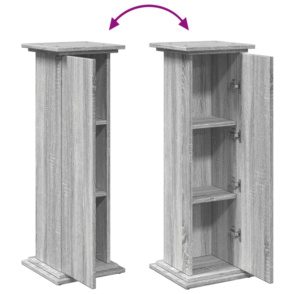 Eksponavimo stovas su lentyna, pilkas, 31x30x90cm, mediena