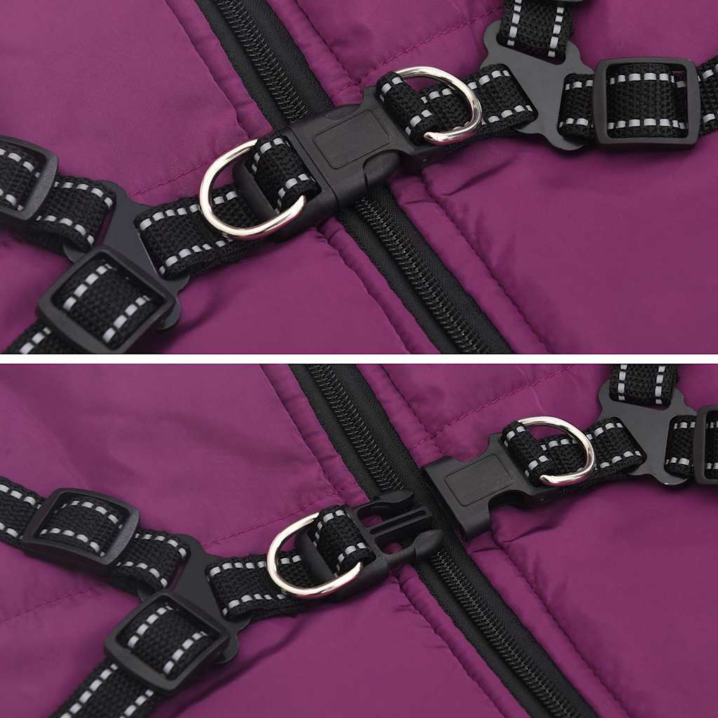 Šunų kailis su diržais, atsparus vandeniui, violetinis, L48