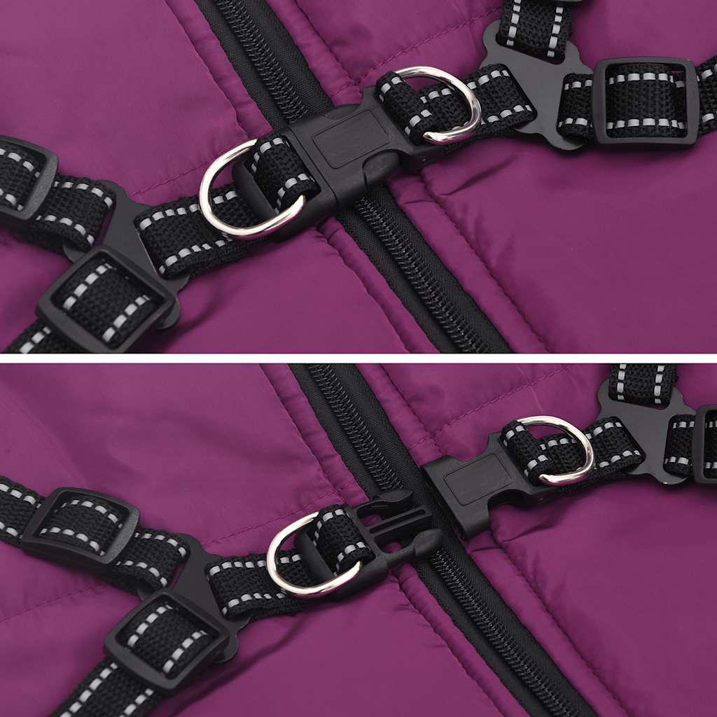 Šunų kailis su diržais, atsparus vandeniui, violetinis, L68