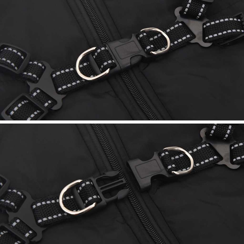 Šunų kailis su diržais, atsparus vandeniui, juodas, L52