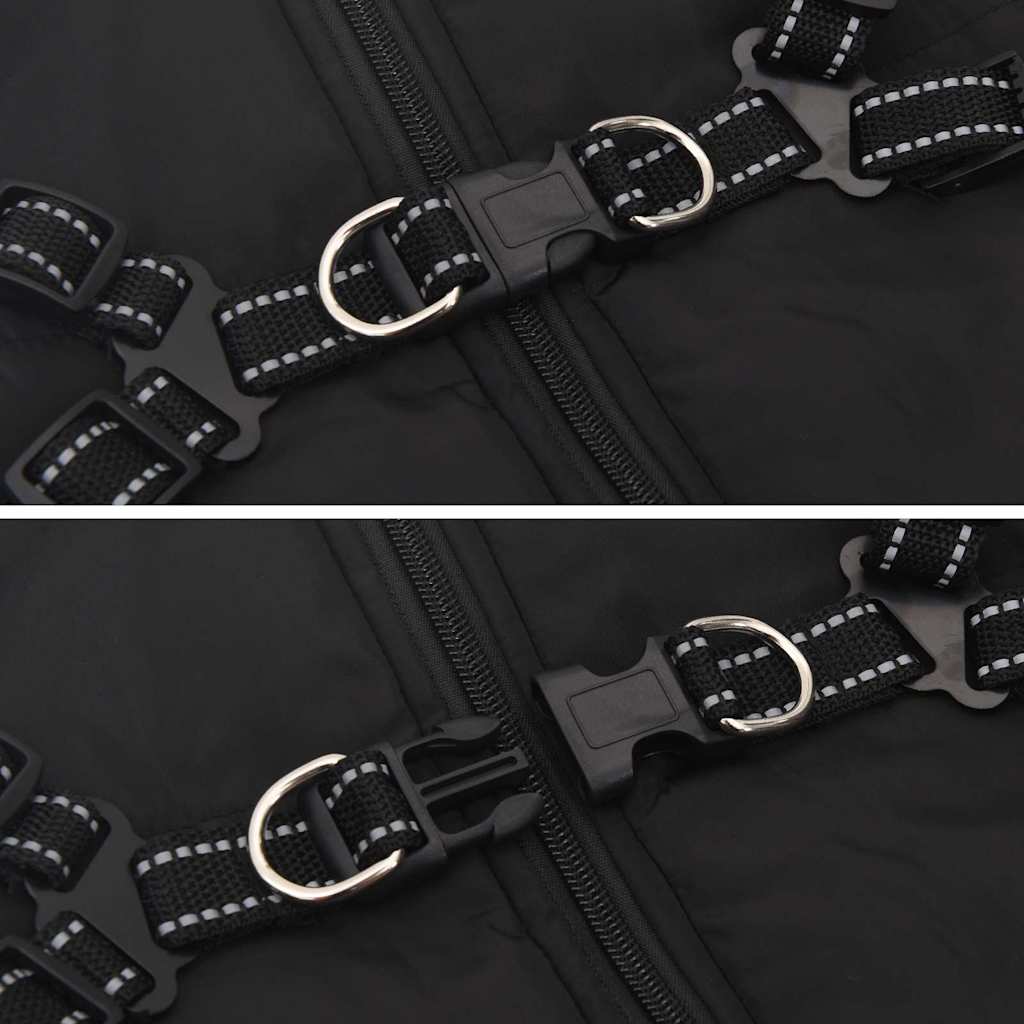 Šunų kailis su diržais, atsparus vandeniui, juodas, L68