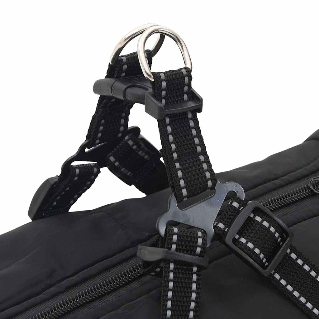 Šunų kailis su diržais, atsparus vandeniui, juodas, L68