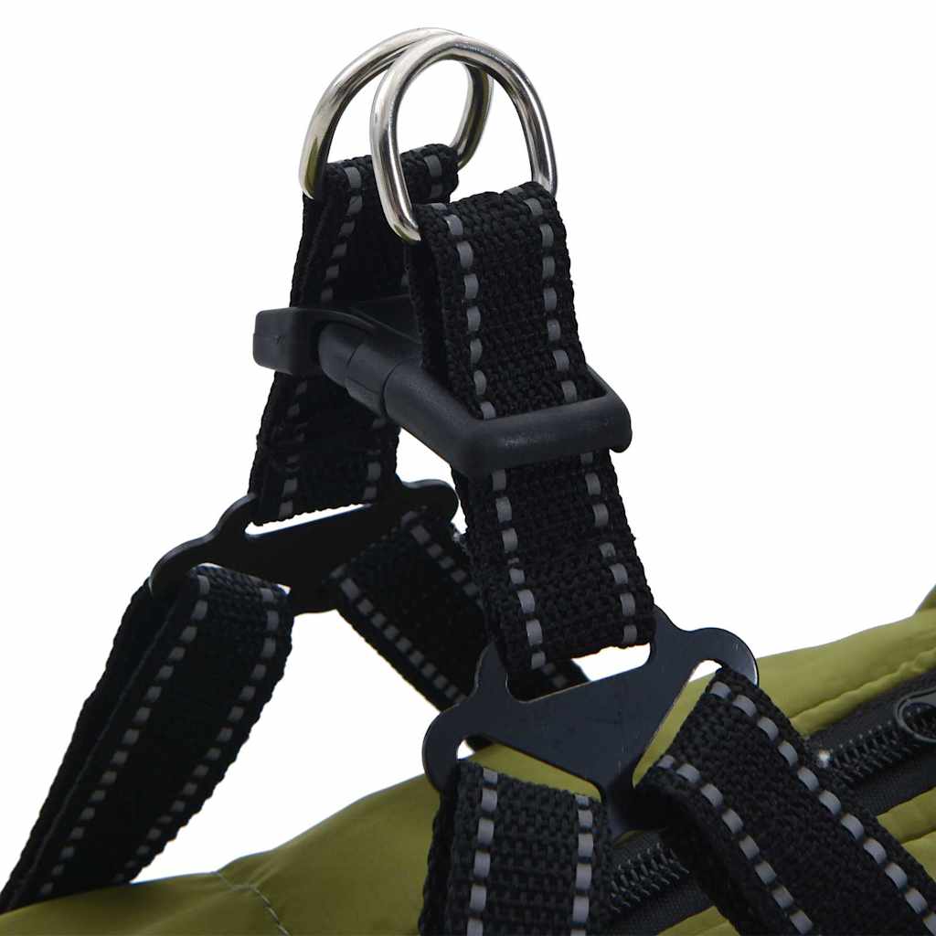 Šunų kailis su diržais, atsparus vandeniui, žalias, L68