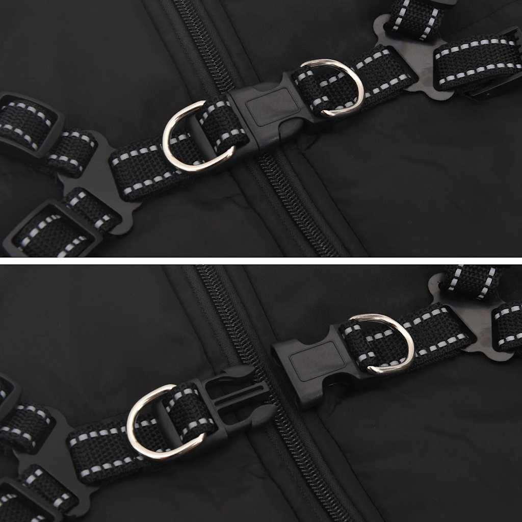 Šunų kailis su diržais, atsparus vandeniui, juodas, L44