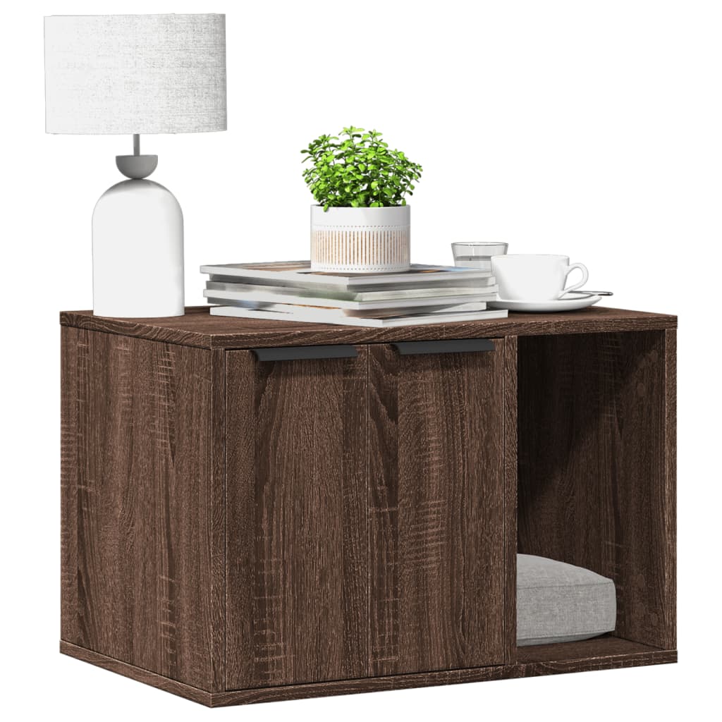 Kačių kraiko dėžės spintelė, ruda ąžuolo, 60x40x40cm, mediena