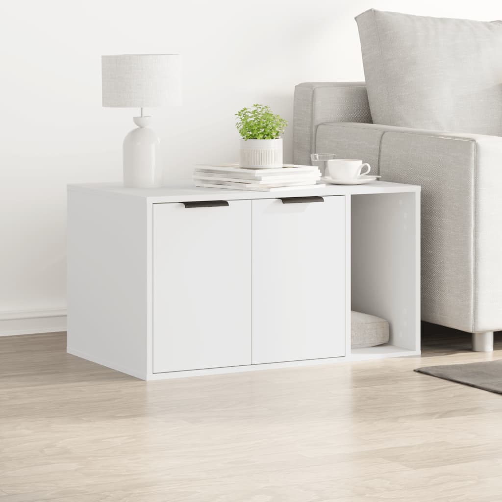 Kačių kraiko dėžės spintelė, balta, 80x50x45cm, mediena