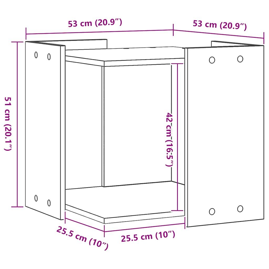 Kačių kraiko dėžės spintelė, artisano, 53x53x51cm, mediena